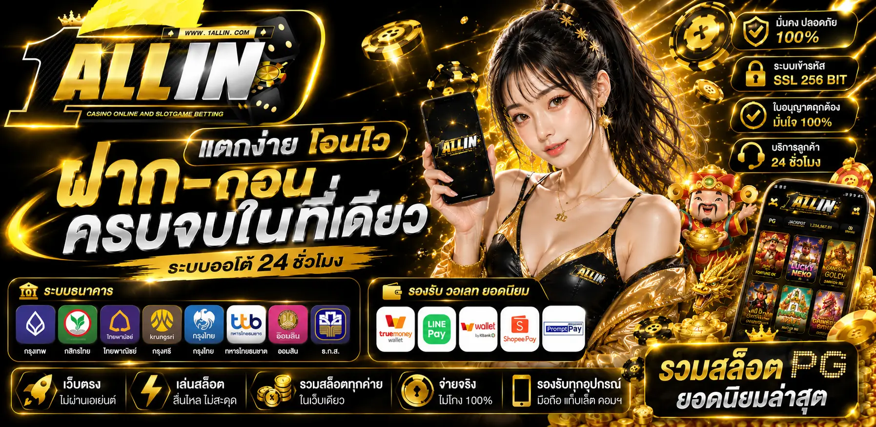 ONEALLIN เว็บสล็อตใหม่ ระบบออโต้ ปลอดภัย ใช้งานง่าย